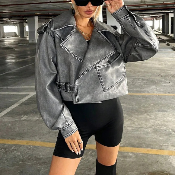 Grey Casual Women's Coolane Zip Up Moto Jacket - Picture 5 of 7